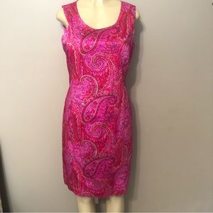 Jones New York pink paisley sleeveless stretch dress women’s size 10 NWT